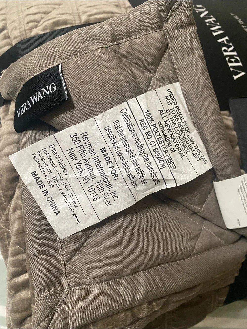 Vera Wang Faux Velvet Quilt king Set 3 pc